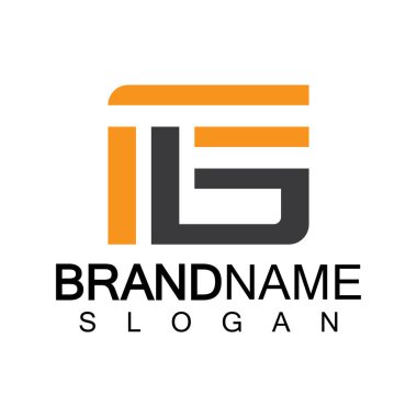 Alfabe Harfleri FG veya GF logo tasarım şablonu