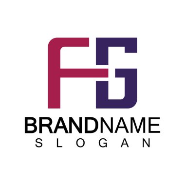 Alfabe Harfleri FG veya GF logo tasarım şablonu