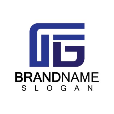 Alfabe Harfleri FG veya GF logo tasarım şablonu