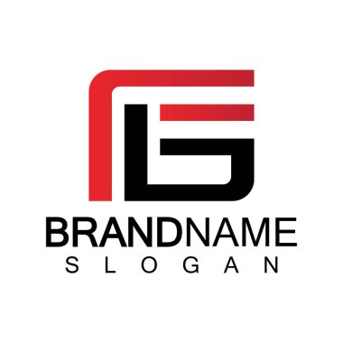 Alfabe Harfleri FG veya GF logo tasarım şablonu