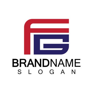 Alfabe Harfleri FG veya GF logo tasarım şablonu