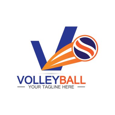 Voleybol logo ikonu tasarım vektör şablonu, modern tasarım, beyaz arka planda izole edilmiş, Voleybol Şampiyonası Logosu için kullanılabilir