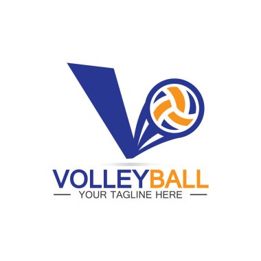 Voleybol logo ikonu tasarım vektör şablonu, modern tasarım, beyaz arka planda izole edilmiş, Voleybol Şampiyonası Logosu için kullanılabilir
