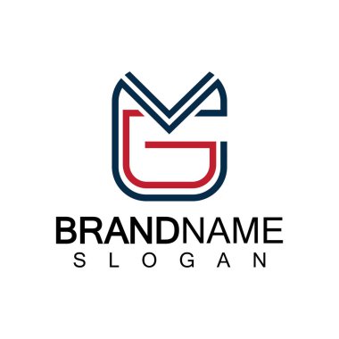Alfabe Harfleri MG veya GM logo tasarım şablonu