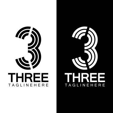 3 numaralı logo vektör tasarım şablonu elementleri