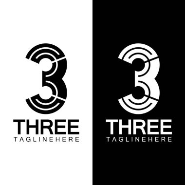 3 numaralı logo vektör tasarım şablonu elementleri