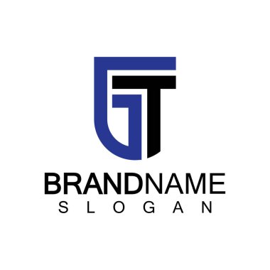 Alfabe Harfleri GT veya TG logo tasarım şablonu