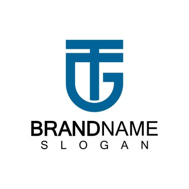 Alfabe Harfleri GT veya TG logo tasarım şablonu