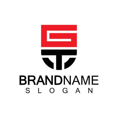 Alfabe Harfleri GT veya TG logo tasarım şablonu
