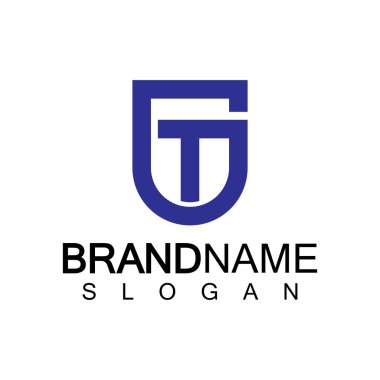 Alfabe Harfleri GT veya TG logo tasarım şablonu