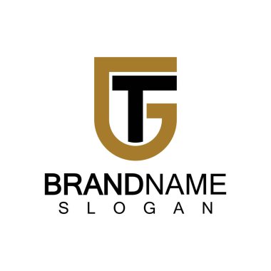 Alfabe Harfleri GT veya TG logo tasarım şablonu