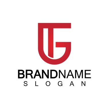 Alfabe Harfleri GT veya TG logo tasarım şablonu