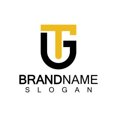 Alfabe Harfleri GT veya TG logo tasarım şablonu