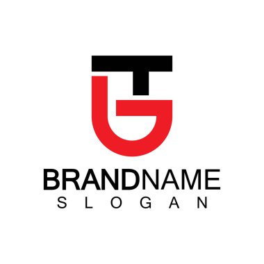 Alfabe Harfleri GT veya TG logo tasarım şablonu