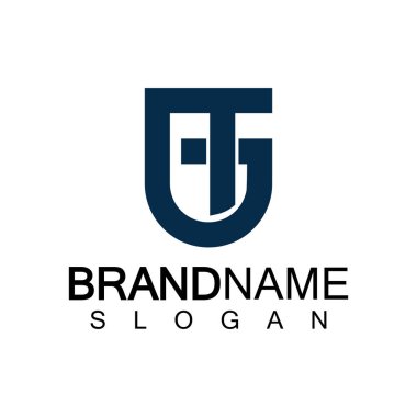 Alfabe Harfleri GT veya TG logo tasarım şablonu