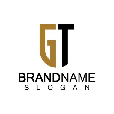 Alfabe Harfleri GT veya TG logo tasarım şablonu
