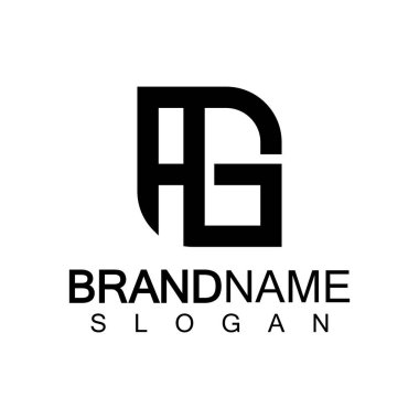 Alfabe Harfleri AG veya GA logo tasarım şablonu