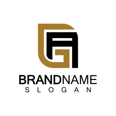 Alfabe Harfleri AG veya GA logo tasarım şablonu