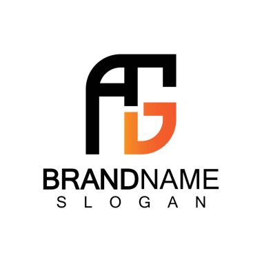 Alfabe Harfleri AG veya GA logo tasarım şablonu