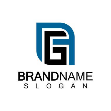 Alfabe Harfleri AG veya GA logo tasarım şablonu