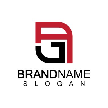 Alfabe Harfleri AG veya GA logo tasarım şablonu