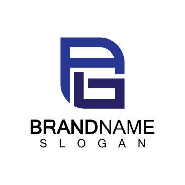 Alfabe Harfleri AG veya GA logo tasarım şablonu