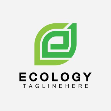 Yaprak Kavramlı E harfi logo tasarımı. E harfi geometrik çizgi yaprak logosu 