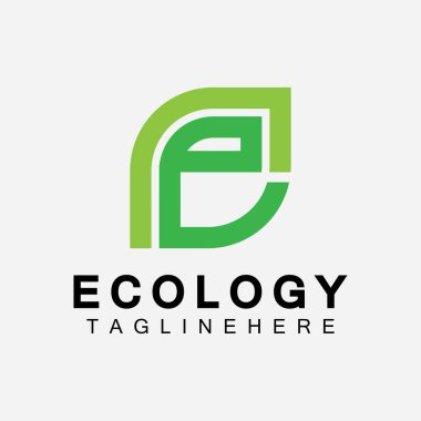 Yaprak Kavramlı E harfi logo tasarımı. E harfi geometrik çizgi yaprak logosu 