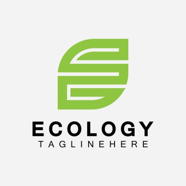 Yaprak Kavramlı E harfi logo tasarımı. E harfi geometrik çizgi yaprak logosu 