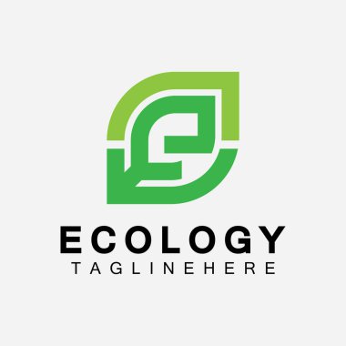 Yaprak Kavramlı E harfi logo tasarımı. E harfi geometrik çizgi yaprak logosu 