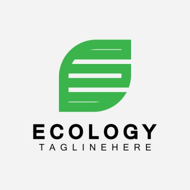 Yaprak Kavramlı E harfi logo tasarımı. E harfi geometrik çizgi yaprak logosu 