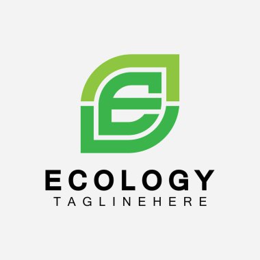 Yaprak Kavramlı E harfi logo tasarımı. E harfi geometrik çizgi yaprak logosu 