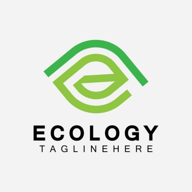 Yaprak Kavramlı E harfi logo tasarımı. E harfi geometrik çizgi yaprak logosu 