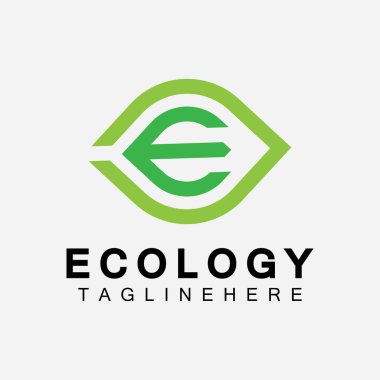 Yaprak Kavramlı E harfi logo tasarımı. E harfi geometrik çizgi yaprak logosu 