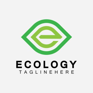 Yaprak Kavramlı E harfi logo tasarımı. E harfi geometrik çizgi yaprak logosu 