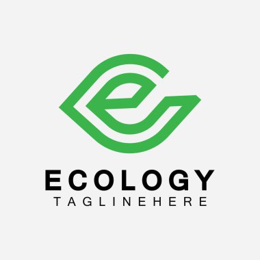 Yaprak Kavramlı E harfi logo tasarımı. E harfi geometrik çizgi yaprak logosu 