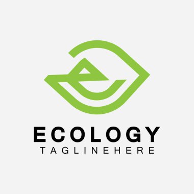 Yaprak Kavramlı E harfi logo tasarımı. E harfi geometrik çizgi yaprak logosu 