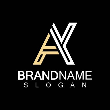 Alfabe Harfleri AK veya KA logo tasarım şablonu