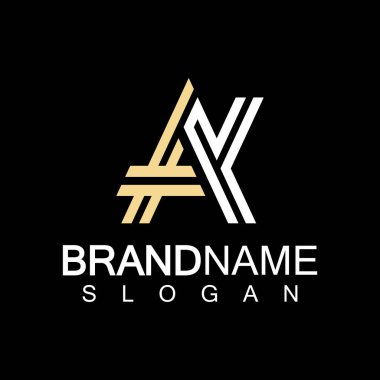 Alfabe Harfleri AK veya KA logo tasarım şablonu