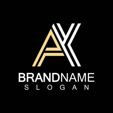 Alfabe Harfleri AK veya KA logo tasarım şablonu
