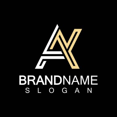 Alfabe Harfleri AK veya KA logo tasarım şablonu