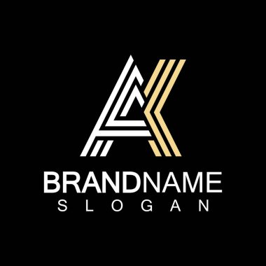 Alfabe Harfleri AK veya KA logo tasarım şablonu