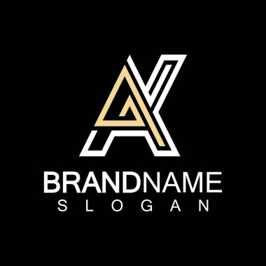 Alfabe Harfleri AK veya KA logo tasarım şablonu