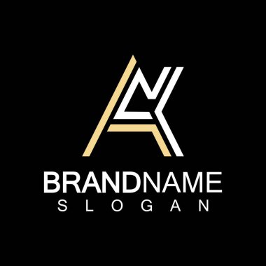 Alfabe Harfleri AK veya KA logo tasarım şablonu