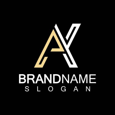 Alfabe Harfleri AK veya KA logo tasarım şablonu