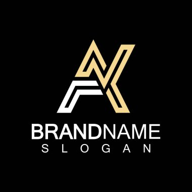 Alfabe Harfleri AK veya KA logo tasarım şablonu