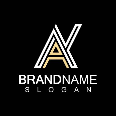 Alfabe Harfleri AK veya KA logo tasarım şablonu