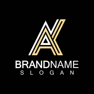 Alfabe Harfleri AK veya KA logo tasarım şablonu