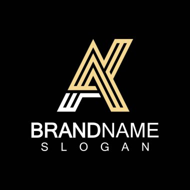 Alfabe Harfleri AK veya KA logo tasarım şablonu