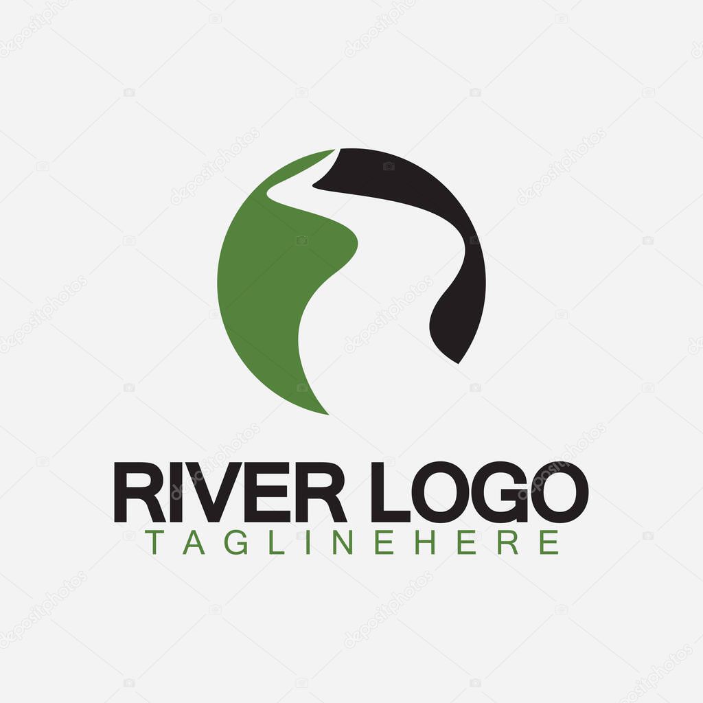 Logo of river, creek, river bank and water flow.